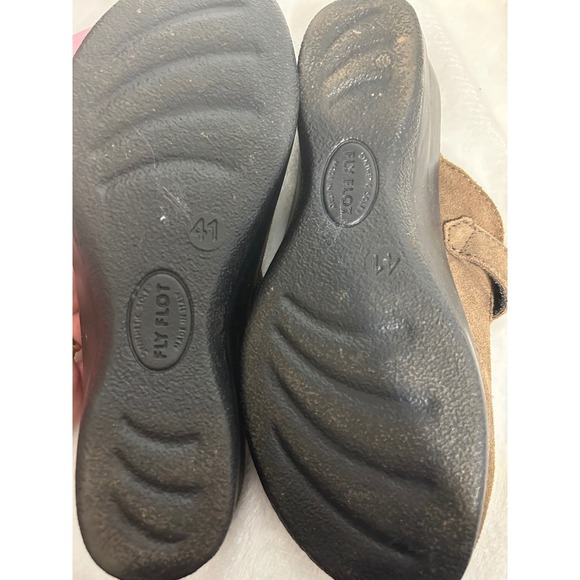 Fly Flot‎ Suede Leather Clogs Comfort Buckle Slides Brown Shoes size 41/9 M - Picture 6 of 9